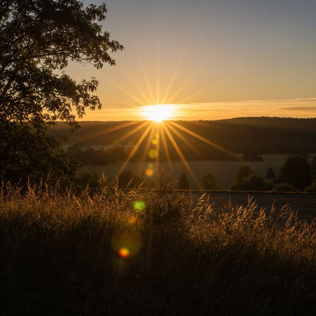 Ήλιος που ανατέλλει στον ορίζοντα, συμβολίζοντας τον κιρκάδιο κύκλο